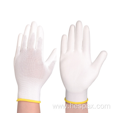 Hespax Customized Logo 13G Anti-static PU Grey Gloves